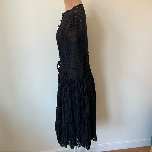 Anthropologie Beguile by Byron Lars Prairie Dusk Black Lace Button Front Dress 2 - Picture 5 of 11